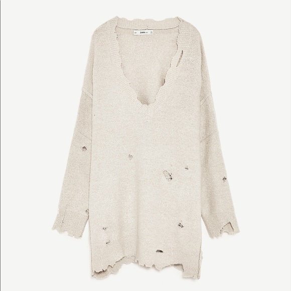 NWOT Zara Oversized Ripped Sweater - Picture 2 of 8